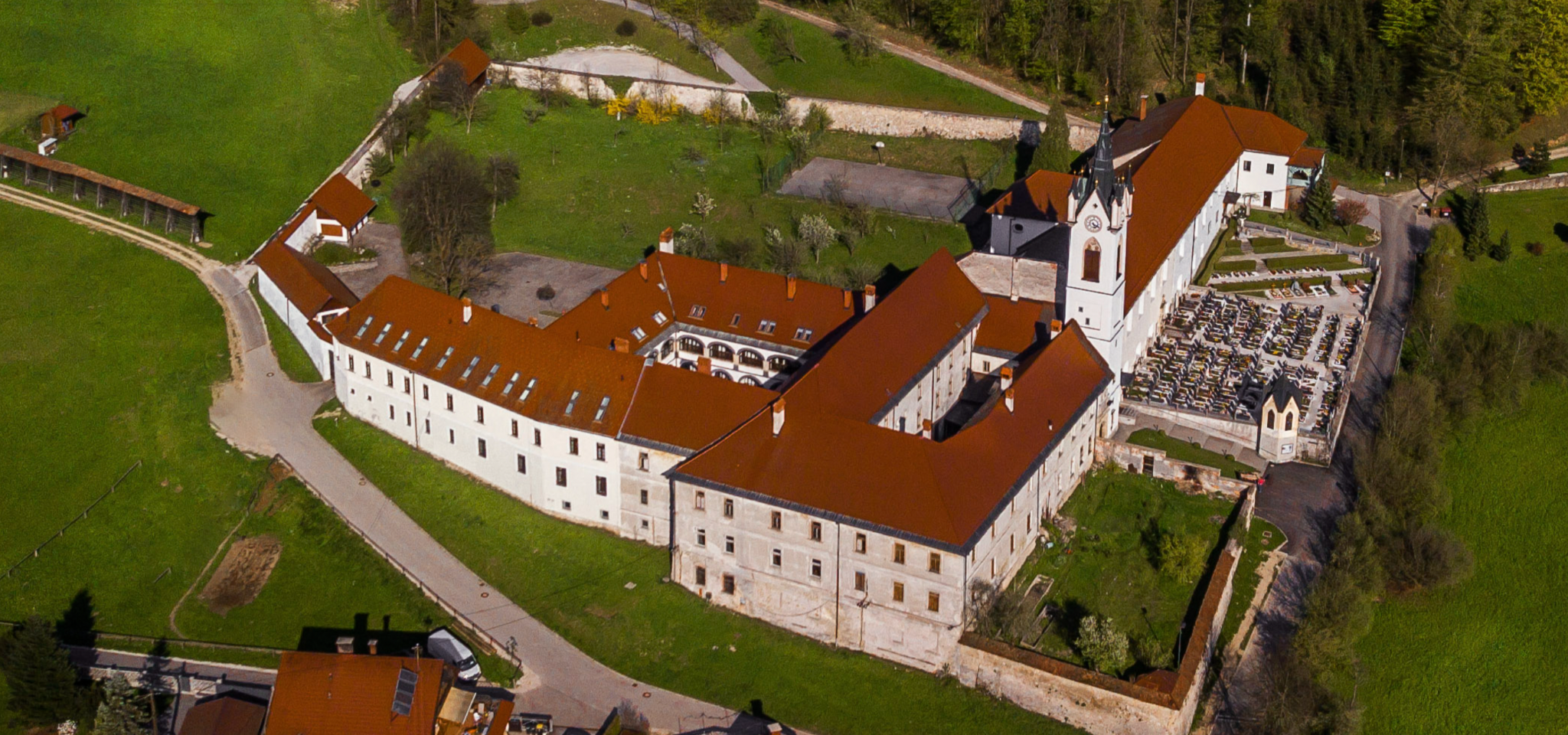 The historic Mekinje Monastery in Kamnik, Slovenia